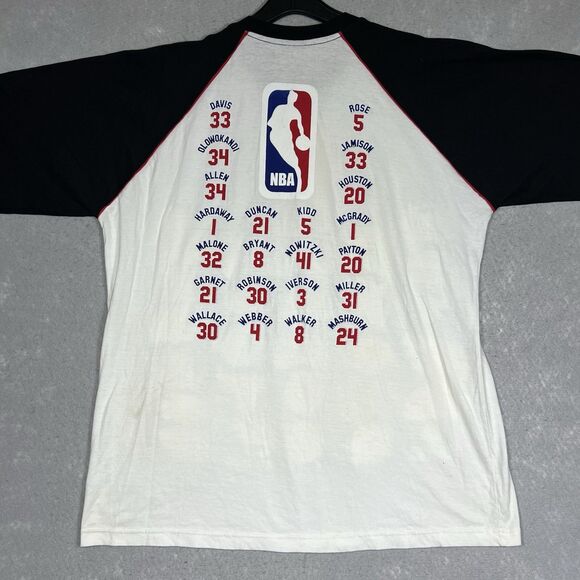 Vintage NBA All Teams T-Shirt Men’s 2XL Black/ White ALLSTARS Double Sided Tee - Picture 9 of 12